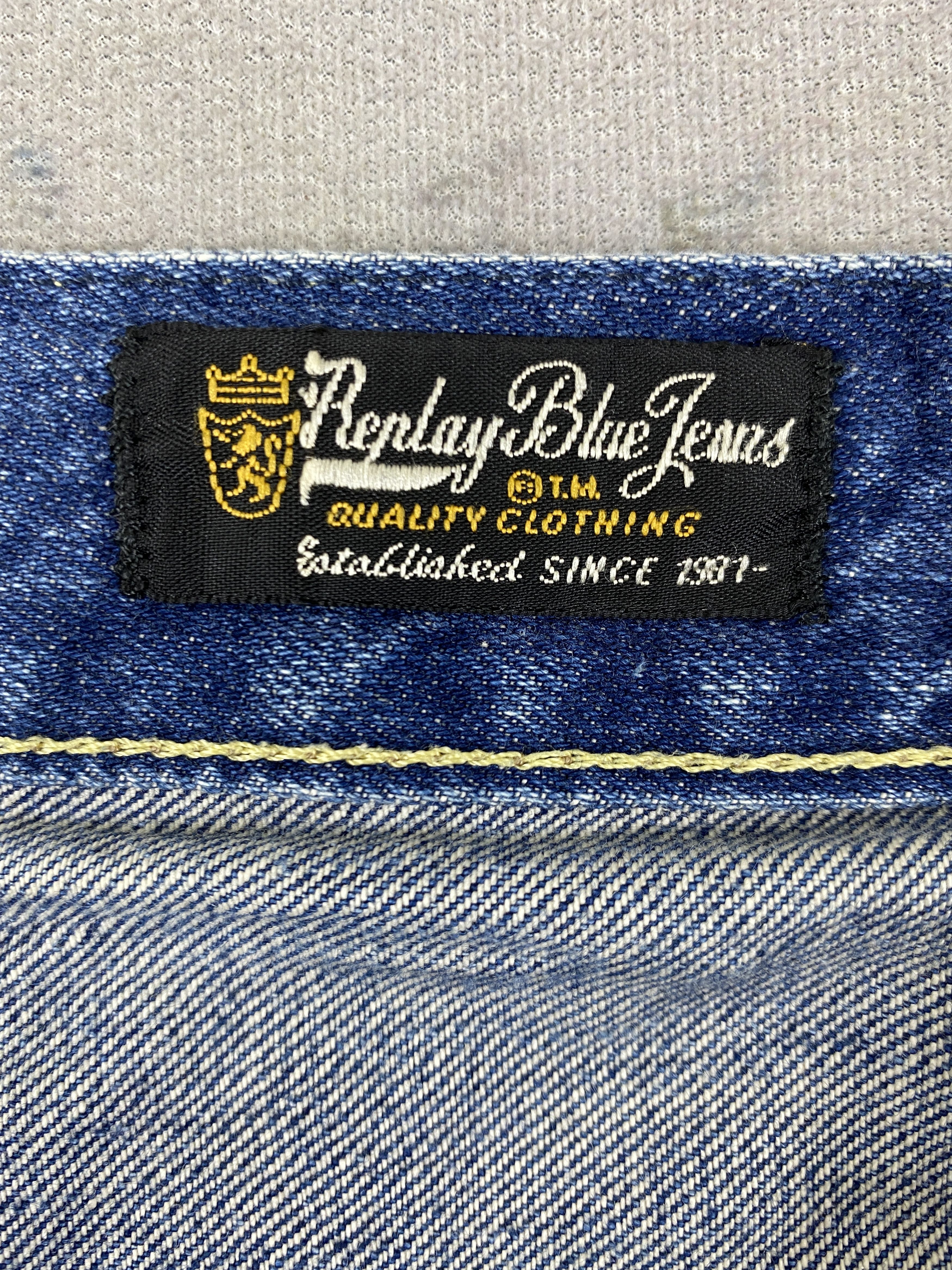 Le Grande Bleu (L.G.B.) Faded Blue Vintage Replay Jeans 35x32 Denim- JN3594 Size US 35 - 17 Thumbnail