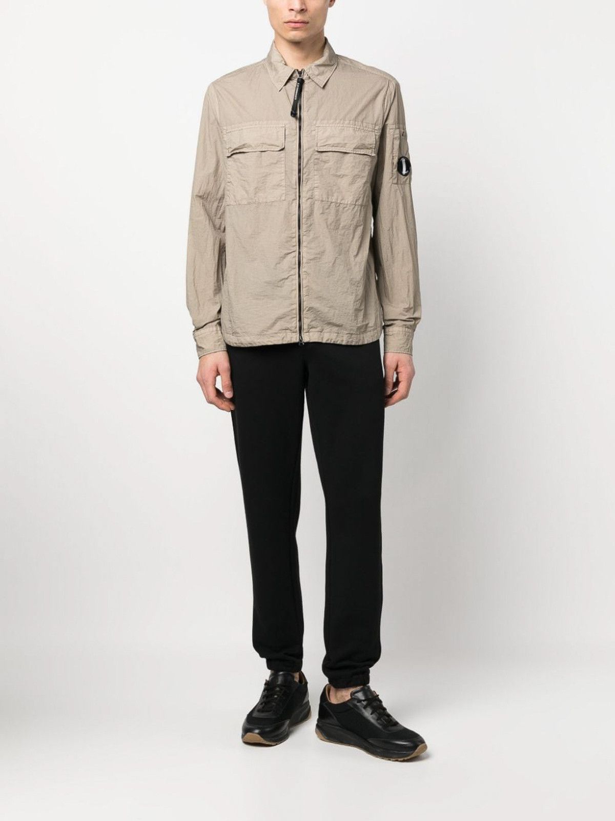 C.P. Company o1y1224 Logo Zipped Hooded Jacket in Beige Size US S / EU 44-46 / 1 - 2 Thumbnail