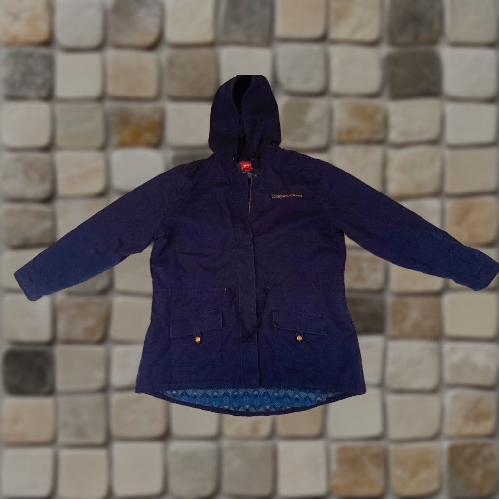 Native VINTAGE Woman Parka Hooded Canvas Jacket 2X Blue Cotton Full Zip & Button Insulated 32in Long Womens Size XXL / US 16-18 / IT 52-54 - 1 Thumbnail