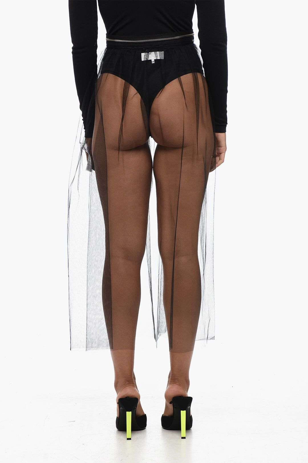 Maison Margiela og1mm1224 Zipped Waist Tulle Skirt in Black Size 32" / US 10 / IT 46 - 2 Thumbnail