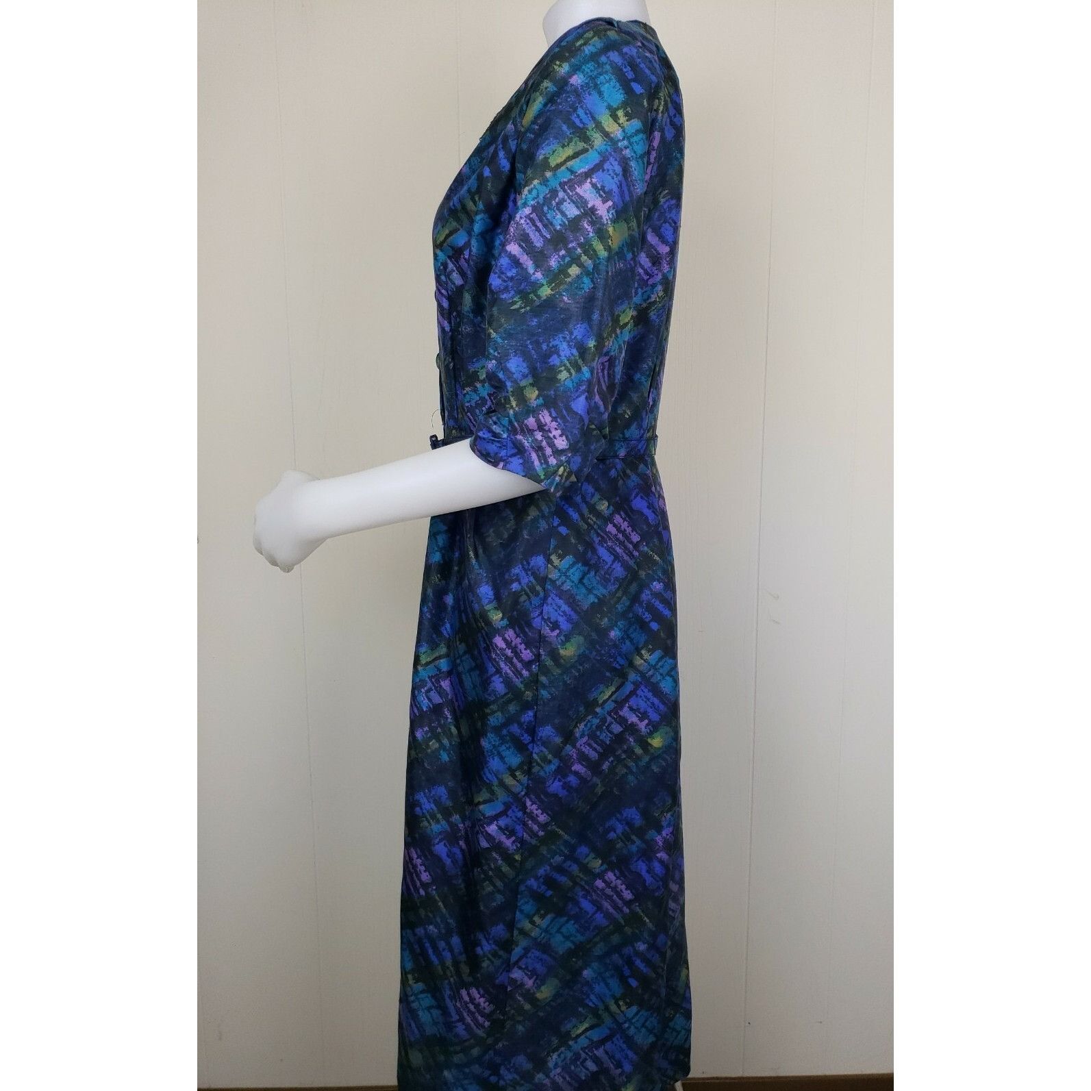 Other Vtg Career Dress Sz 16 Volump Belted Brutalist Peacock Blue Size M / US 6-8 / IT 42-44 - 4 Thumbnail