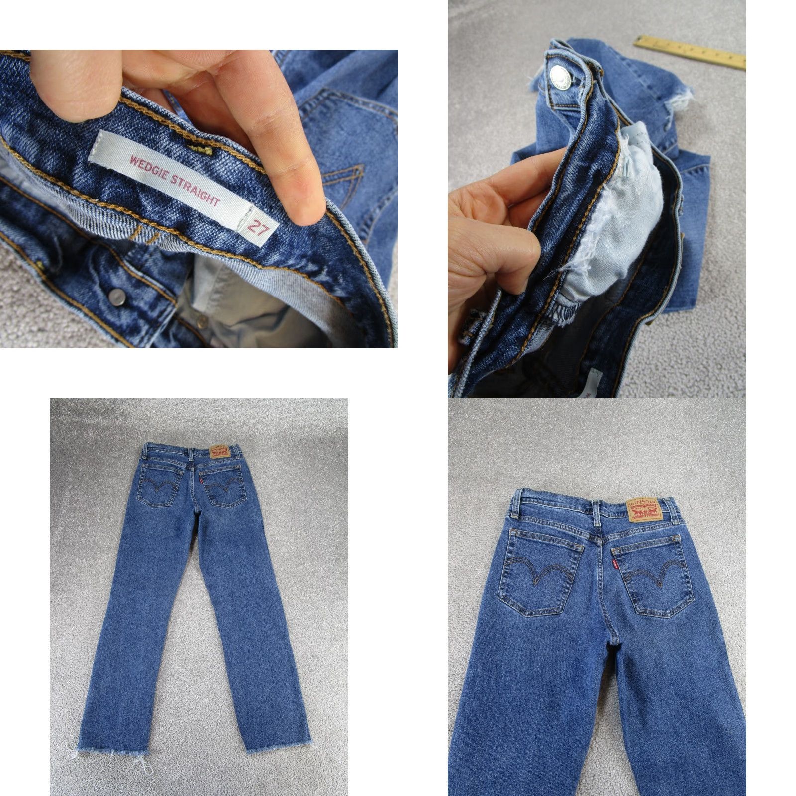 Levi's VINTAGE Levi's Jeans Womens 27 Straight Fit Medium Dark Wash Denim Ripped 90s Girls Size 27" / US 4 / IT 40 - 8 Thumbnail