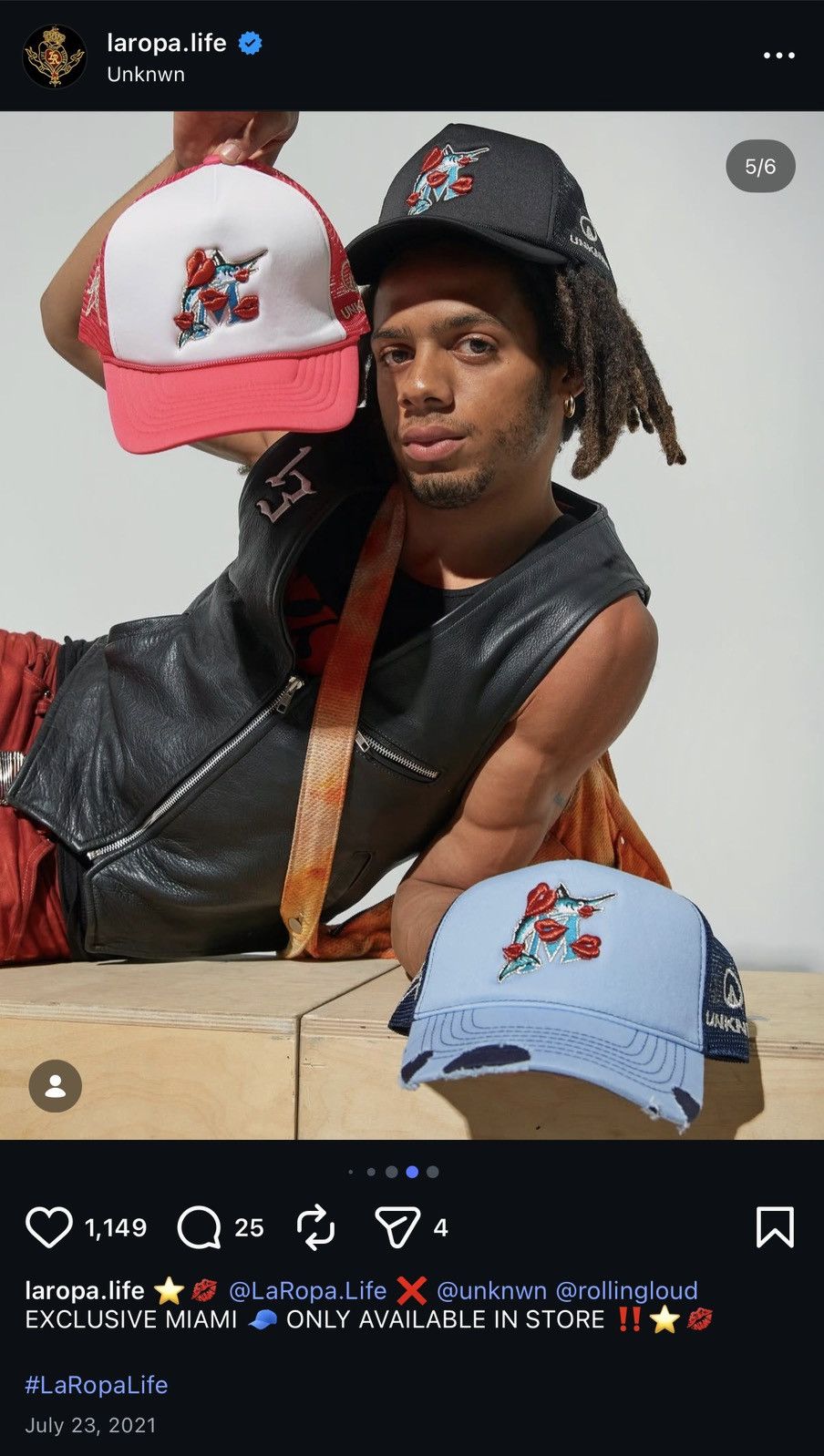 LaRopa LaRopa x UNKNWN Miami Marlins Exclusive Trucker Hat Blue Size ONE SIZE - 17 Thumbnail