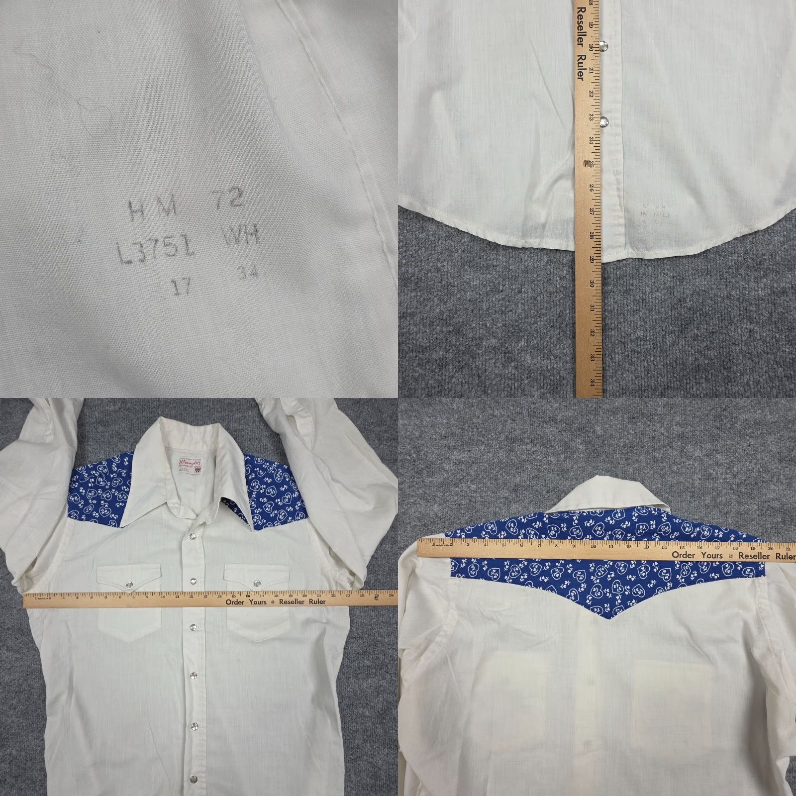 Wrangler VINTAGE Wrangler Permanent Press Pearl Snap Shirt Men's 17 34 White Western USA* Size US S / EU 44-46 / 1 - 8 Thumbnail