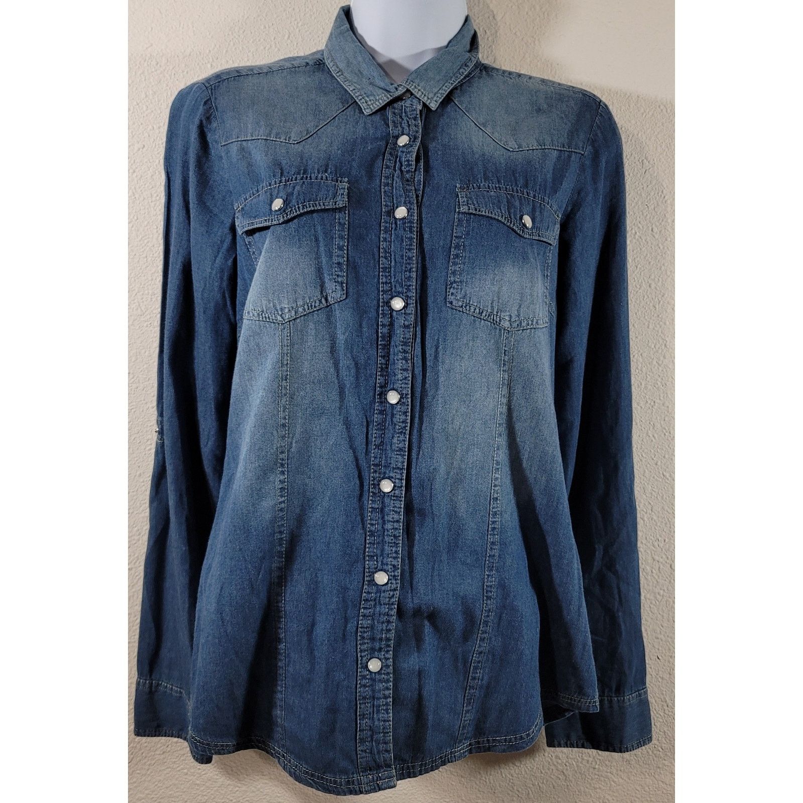 Other Love Stitch Blue Denim Stonewashed Button Up Top Small Size S / US 4 / IT 40 - 1 Thumbnail
