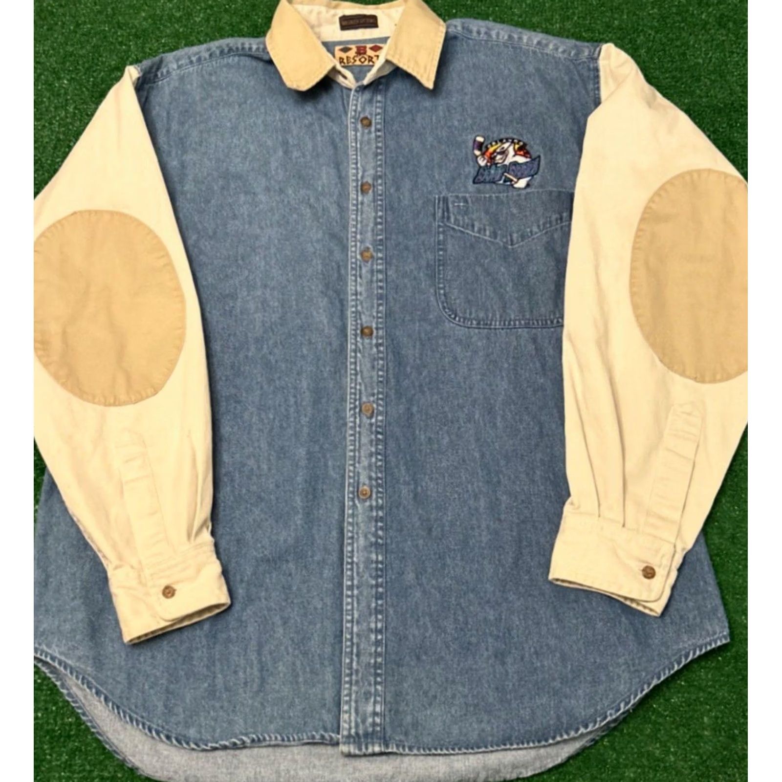 Denime VINTAGE Orlando Solar Bears Embroidered Denim Button Up Shirt Mens Large Size US L / EU 52-54 / 3 - 4 Thumbnail