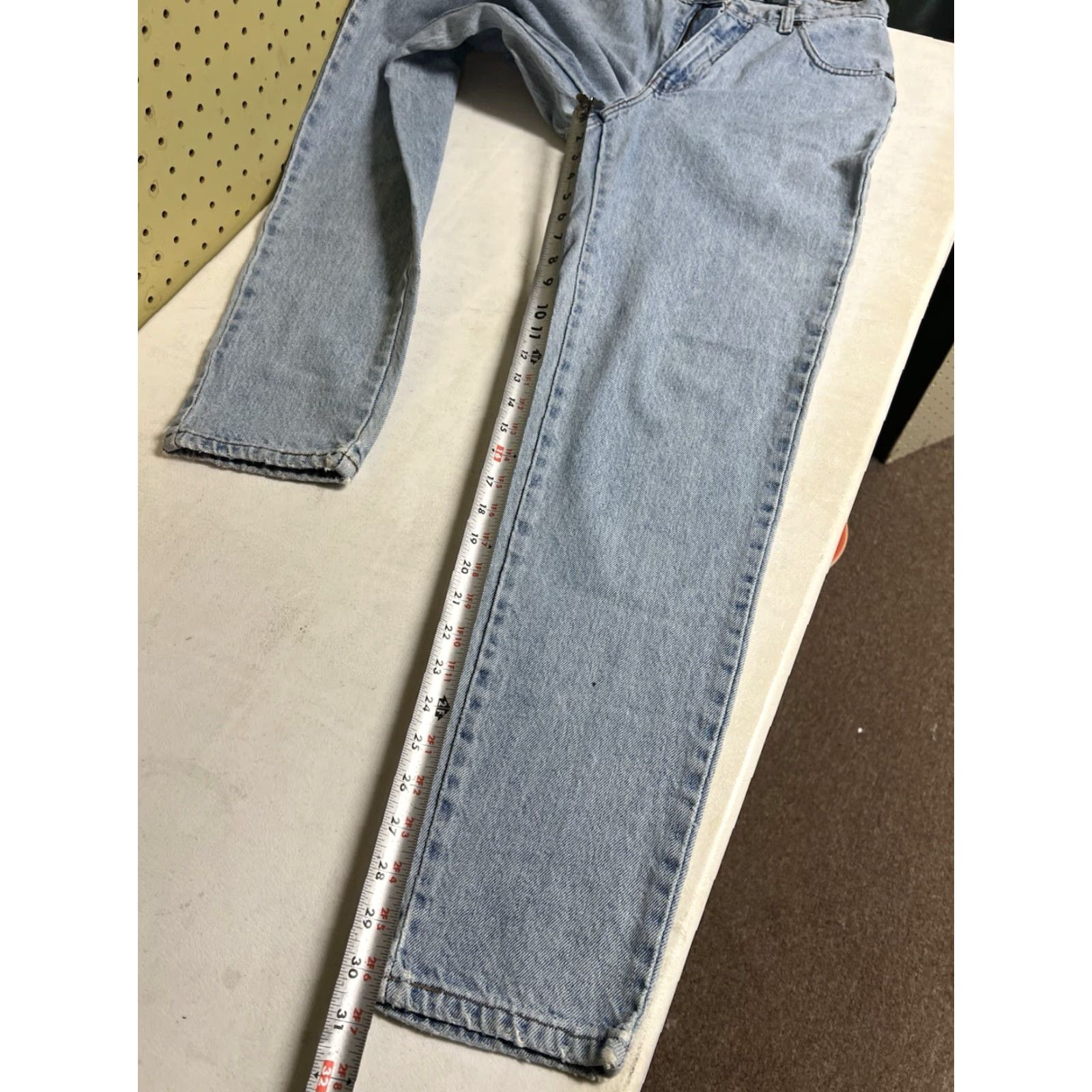 Express Vintage Express Light Blue Jeans - 90s Tapered High Waist Relaxed Fit 5-Pocket Denim Size 30" / US 8 / IT 44 - 7 Thumbnail