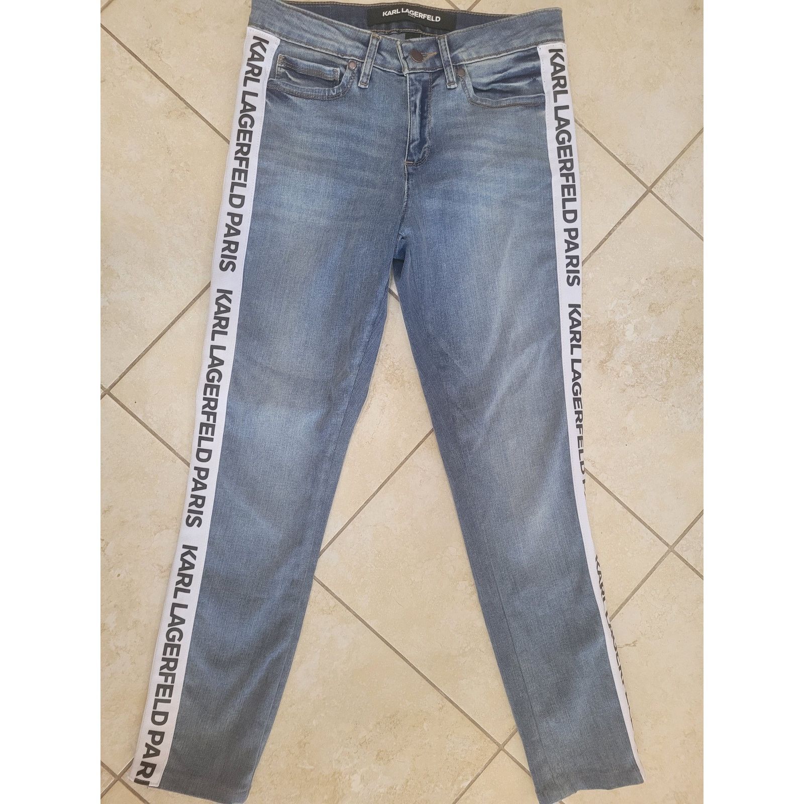 Karl Lagerfeld Karl Lagerfeld Paris Women Skinny Jeans Tape Logo Sides Sz 4 Size 27" / US 4 / IT 40 - 1 Thumbnail