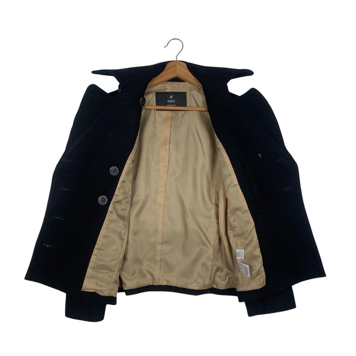 Japanese Brand INED Double Collar Double Breasted Wool Coat #1816-C20 Size S / US 4 / IT 40 - 11 Thumbnail