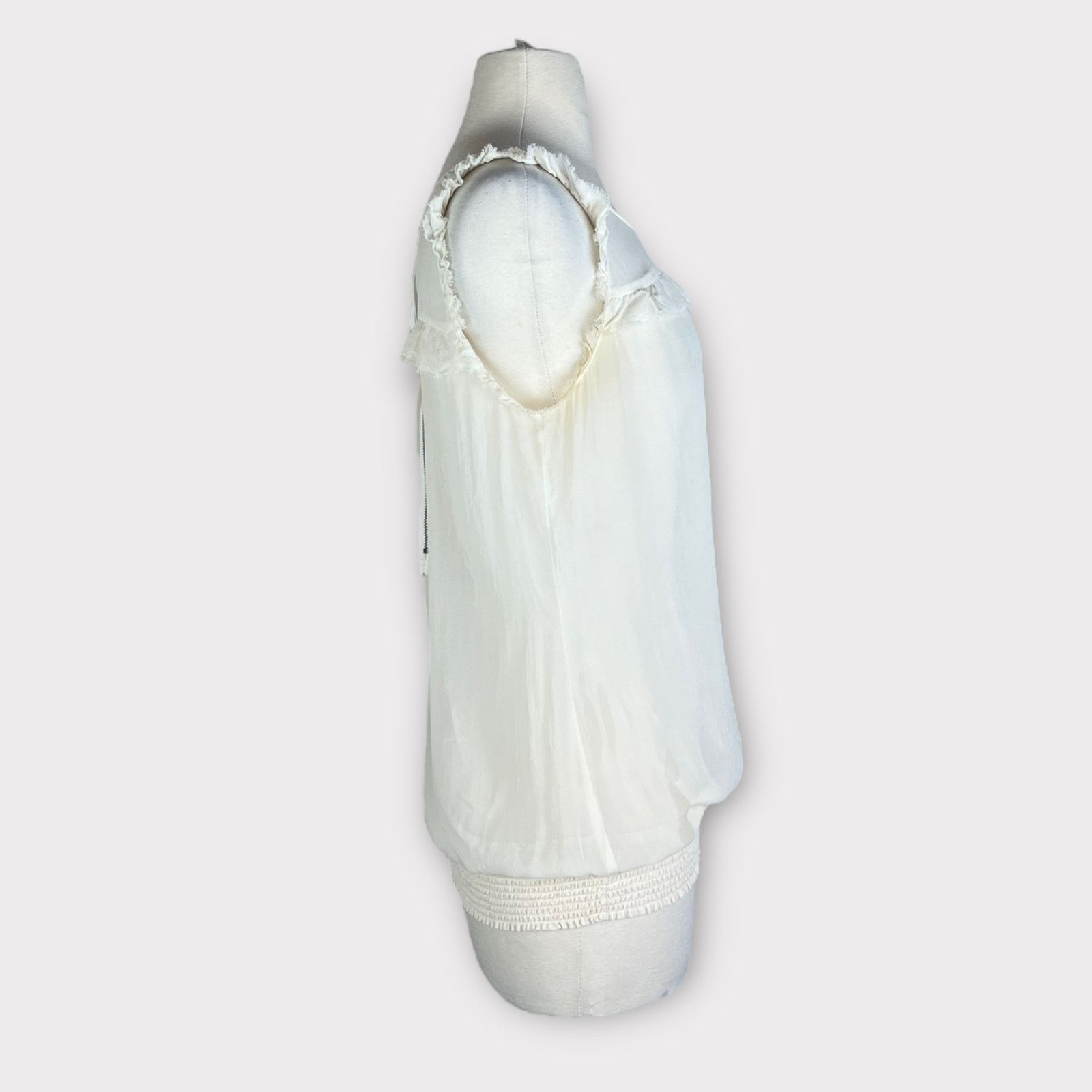 Guess Guess | Vintage Y2K Sheer SILK Ivory Blouse | Medium Size M / US 6-8 / IT 42-44 - 2 Thumbnail