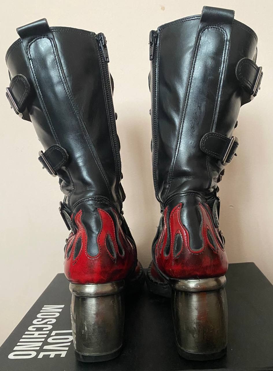 New Rock New Rock Flames Biker Heel Platform Mid Calf Boots (37 EU) Size US 7 / IT 37 - 5 Thumbnail