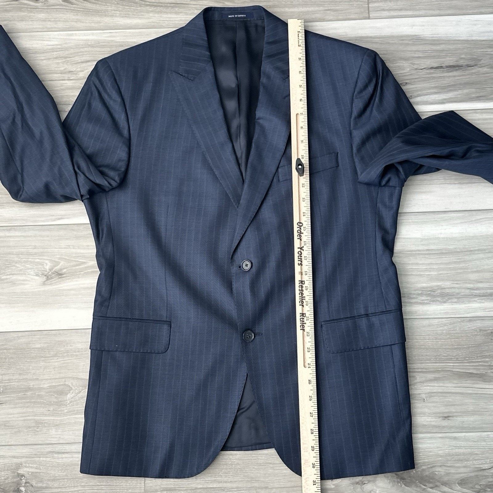 Daniel Cremieux Daniel Cremieux Loro Piana Super 130 Navy Pinstripe 42S Suit Size 42S - 21 Thumbnail