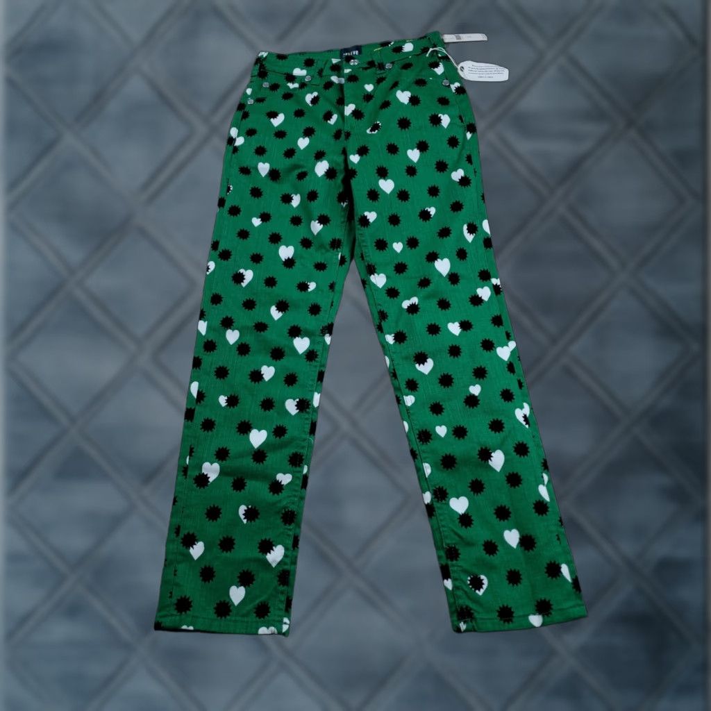 Anthropologie VINTAGE Anthropologie Maeve The Cigarette Slim Jeans Size 26 Green Heart Print Denim NWT Size 26" / US 2 / IT 38 - 1 Thumbnail