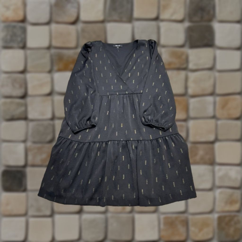 Madewell Madewell Dress Womens Medium Black Gold Blouson Size M / US 6-8 / IT 42-44 - 1 Thumbnail