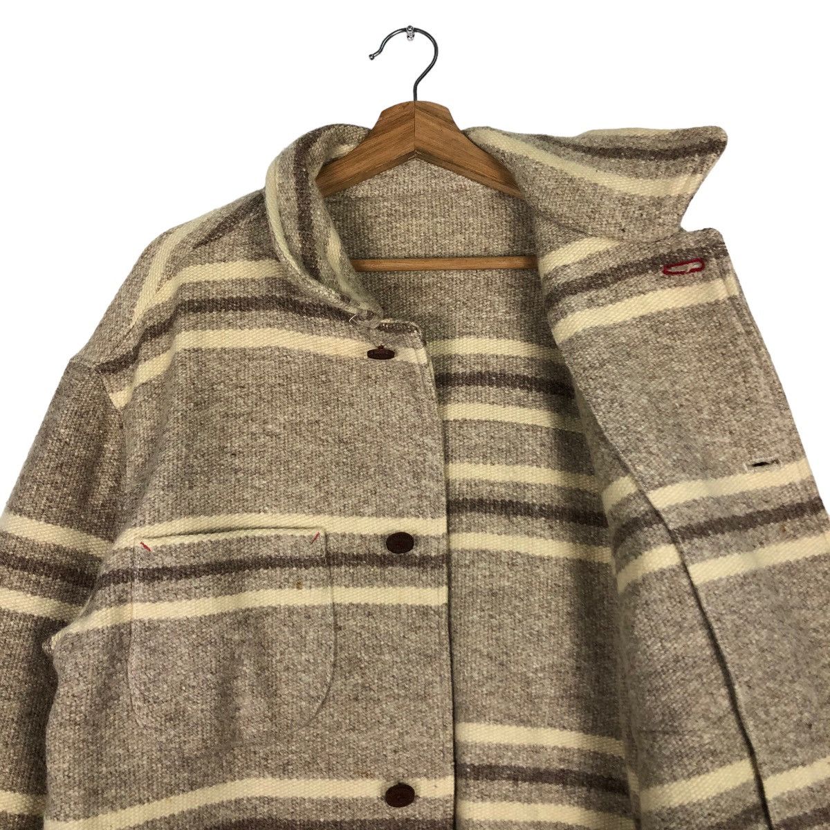 Issey Miyake 🔥Vtg Wool Jacket Chore Striped L.Montagne & Fils Worker Size US L / EU 52-54 / 3 - 10 Thumbnail