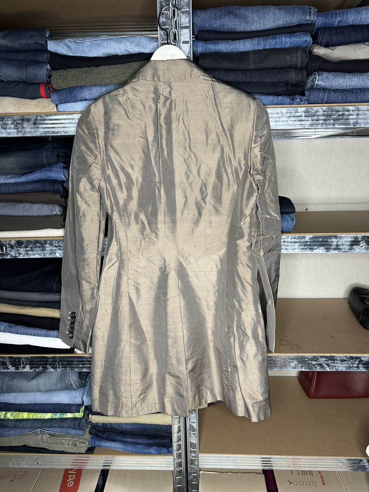 Other Fabrizio Lenzi 100% Silk Blazer Jacket Beige Luxury Size S / US 4 / IT 40 - 2 Thumbnail