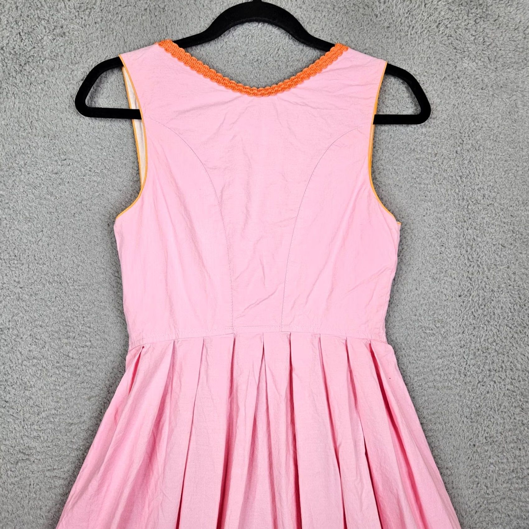 Pinko VINTAGE Oscar Trachten Dress Sleeveless Pink Embroidered Knee Length A-Line 34 Womens Size XXS / US 00 / IT 34 - 3 Thumbnail