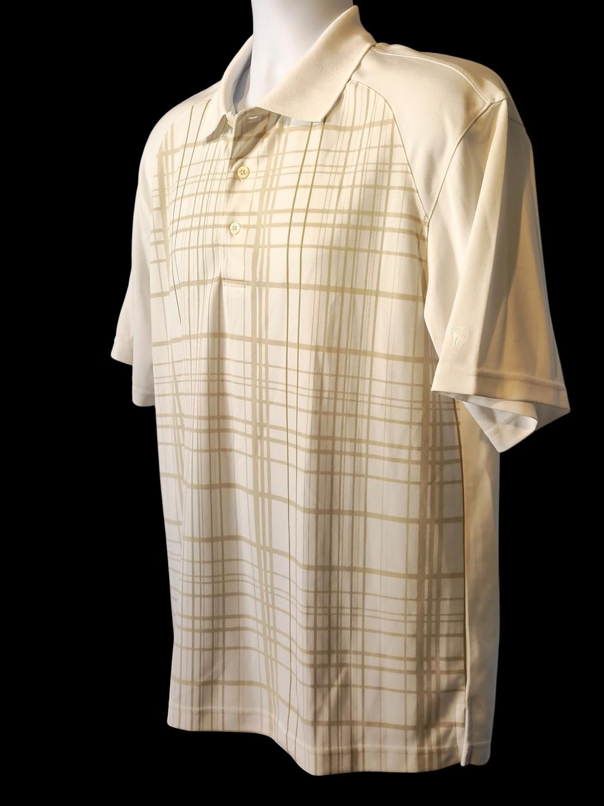 PGA Tour PGA Tour Men's Short Sleeve Polo Shirt w/Beige Plaid Pattern Size US M / EU 48-50 / 2 - 5 Thumbnail