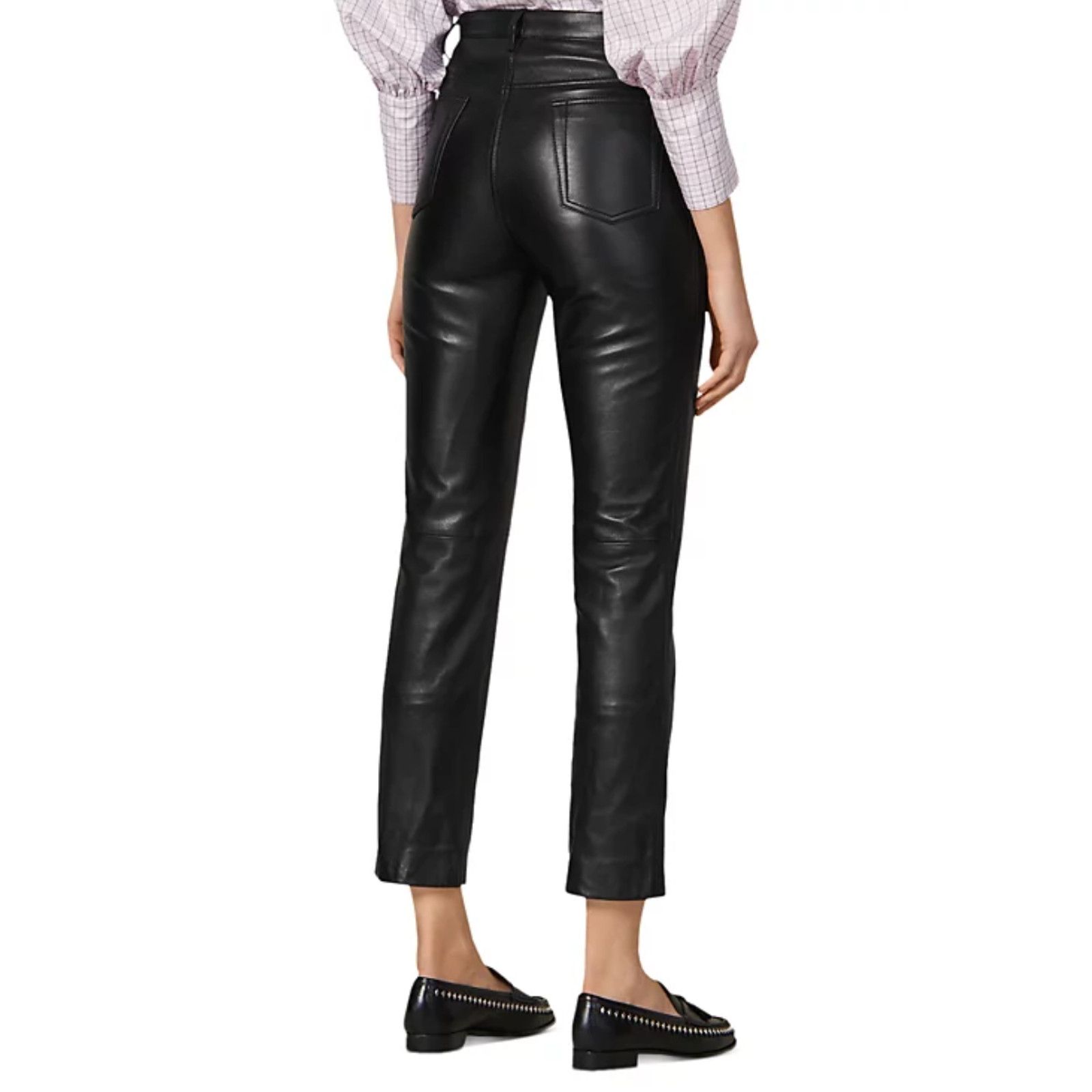 Sandro Sandro Women Leather Ankle Pants Black Size 36 / 4US Size 25" / US 0 / IT 36 - 4 Thumbnail