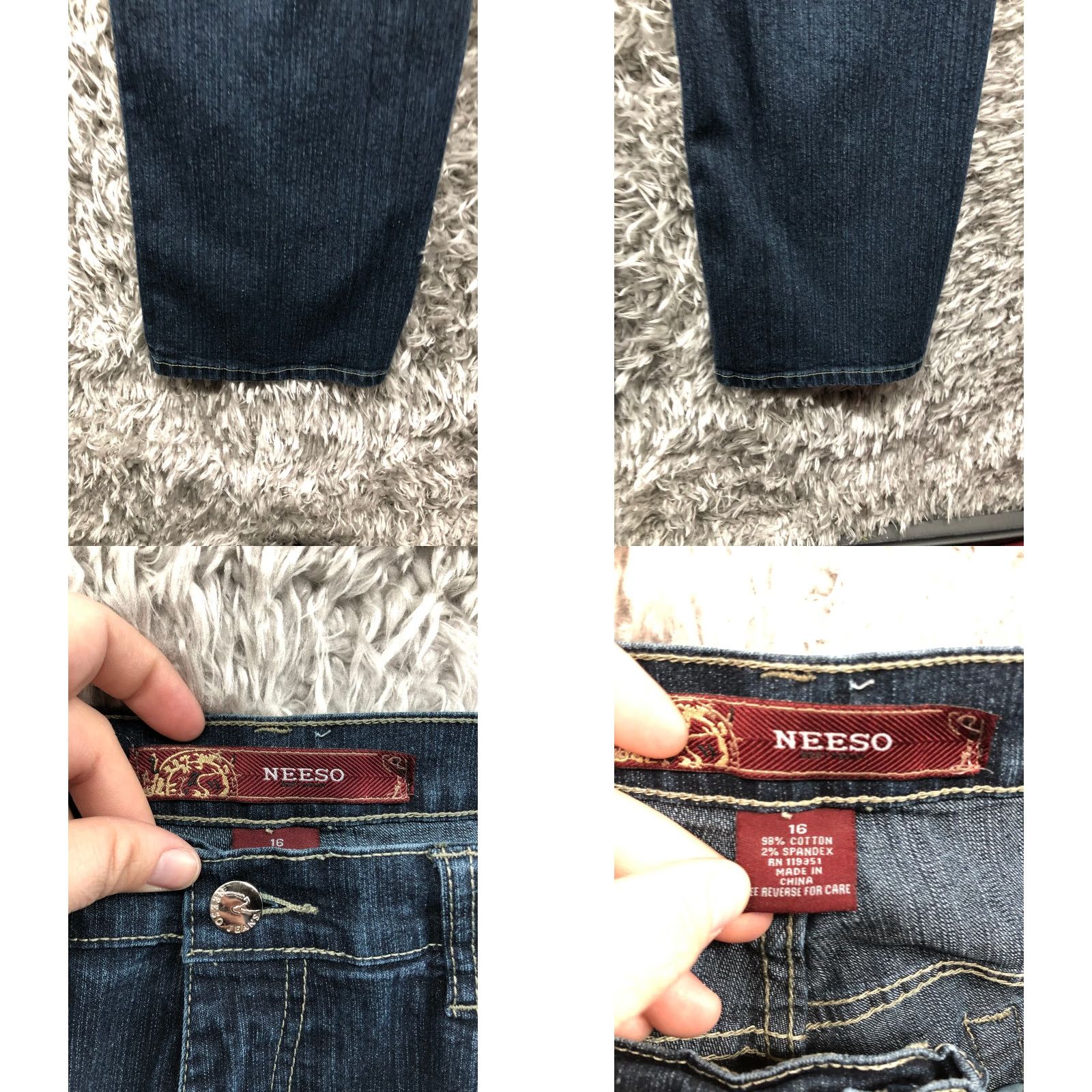 Denime Neeso Jeans Size 16 Womens Mid Rise Dark Wash Blue Denim Straight Leg Jeans Size 38" / US 16 / IT 52 - 8 Thumbnail