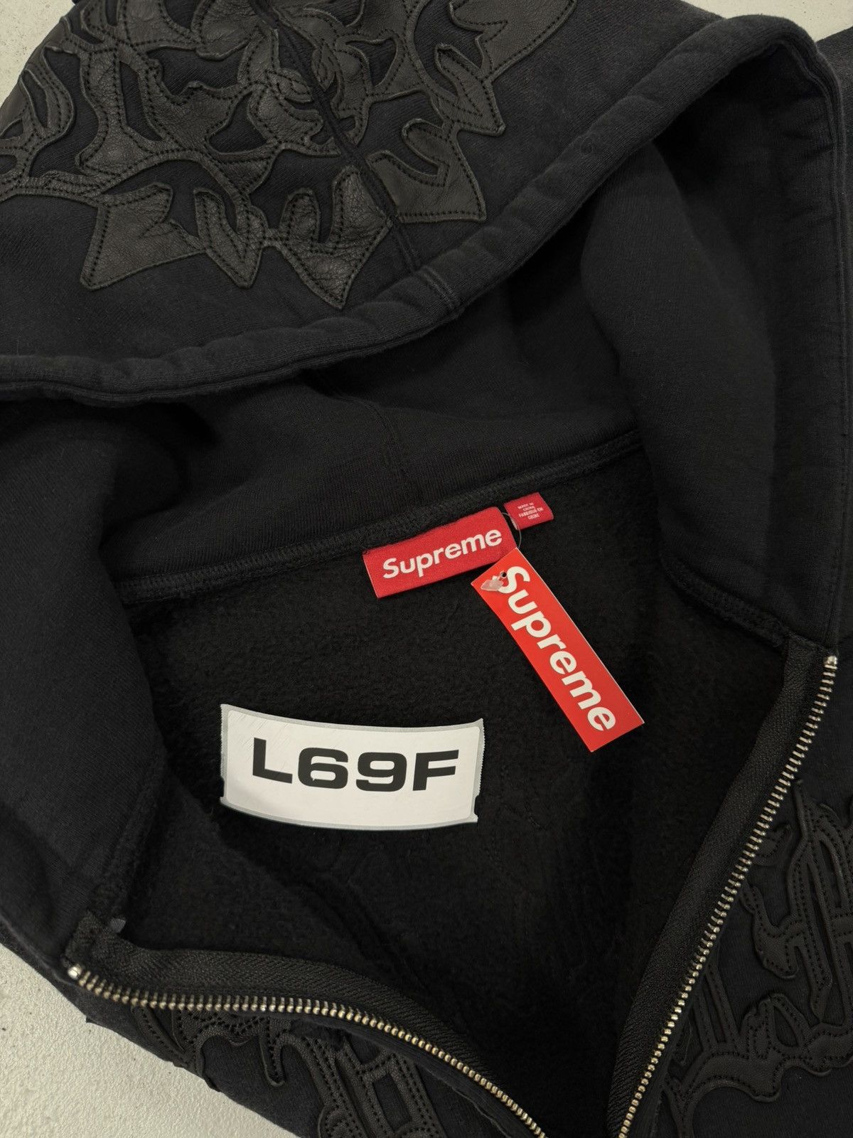 Supreme Supreme Leather Appliqué Zip Up Hoodie Black Size US M / EU 48-50 / 2 - 8 Thumbnail