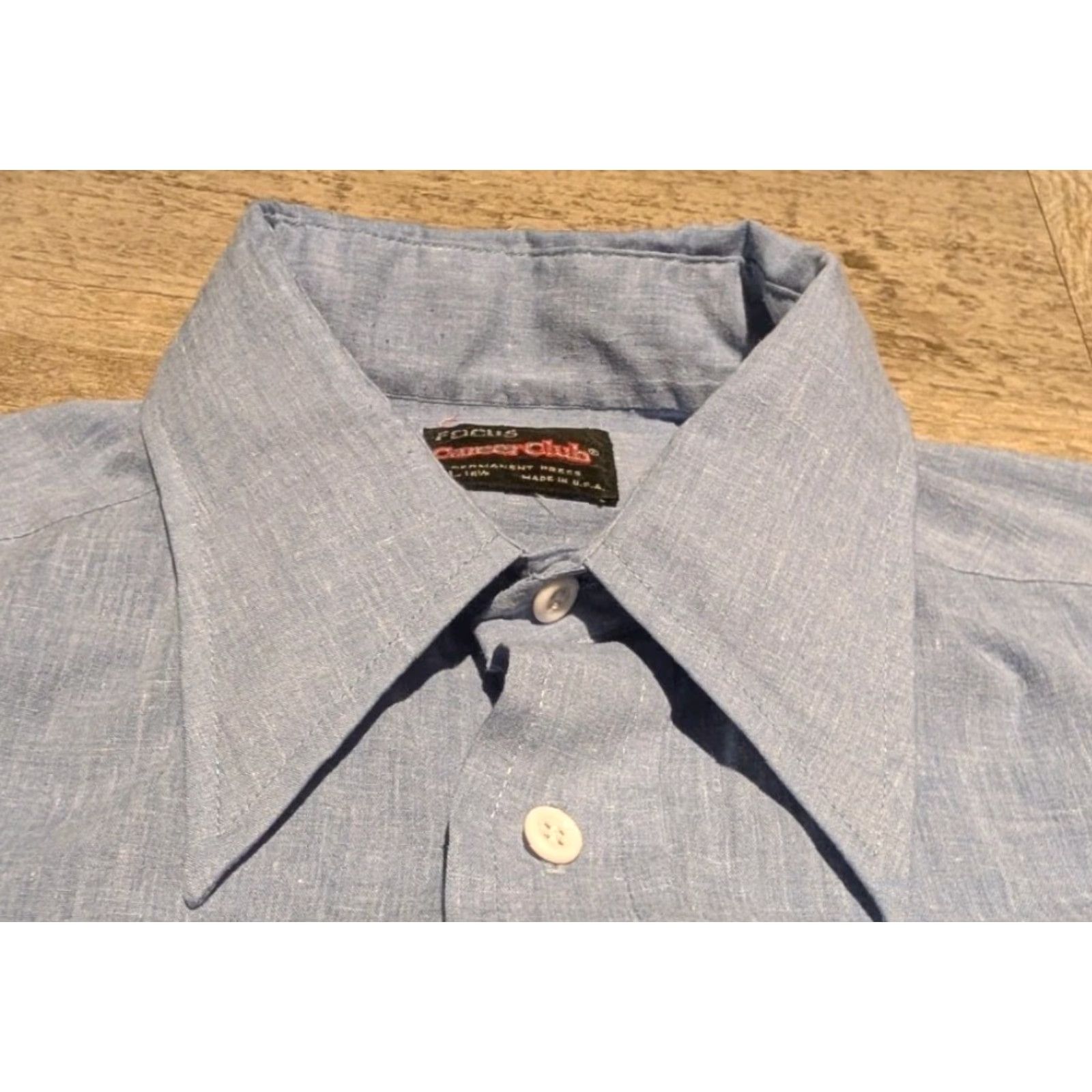 Vintage VINTAGE Focus Career Club Button-Up Shirt Mens Dagger Collar Blue 70s Disco Retro 46in Chest Large Short Sleeve USA Made Mens Size US L / EU 52-54 / 3 - 3 Thumbnail