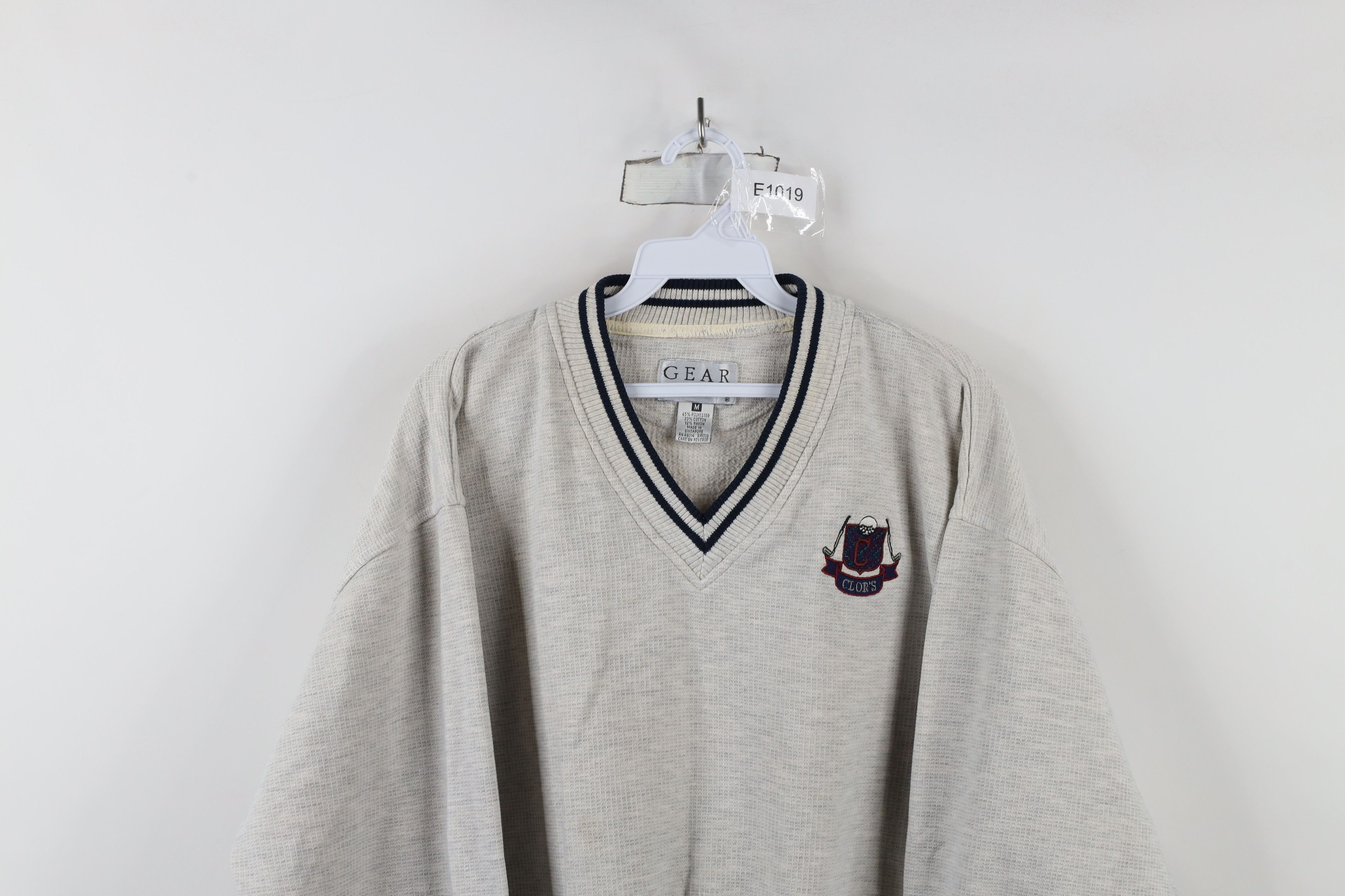 Vintage Vintage 90s Golf Course Thermal Knit V-Neck Sweatshirt Gray Size US M / EU 48-50 / 2 - 2 Thumbnail