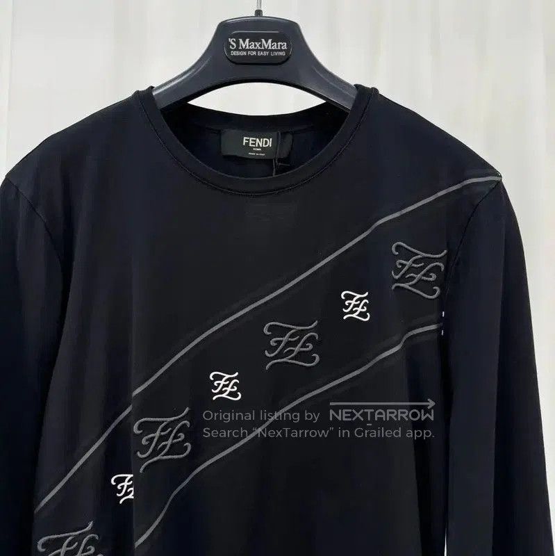 Fendi Fendi Black Long Sleeve T-Shirt with Embroidery . Size S / US 4 / IT 40 - 3 Thumbnail