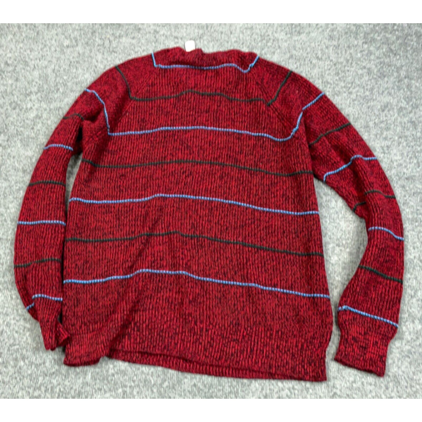 Vintage VTG 90s Red Striped Lightweight Chunky Knit Sweater Adult Large Crew Neck Men Pullover Knit Pattern Striped Red Vintage Mens Size US L / EU 52-54 / 3 - 2 Thumbnail