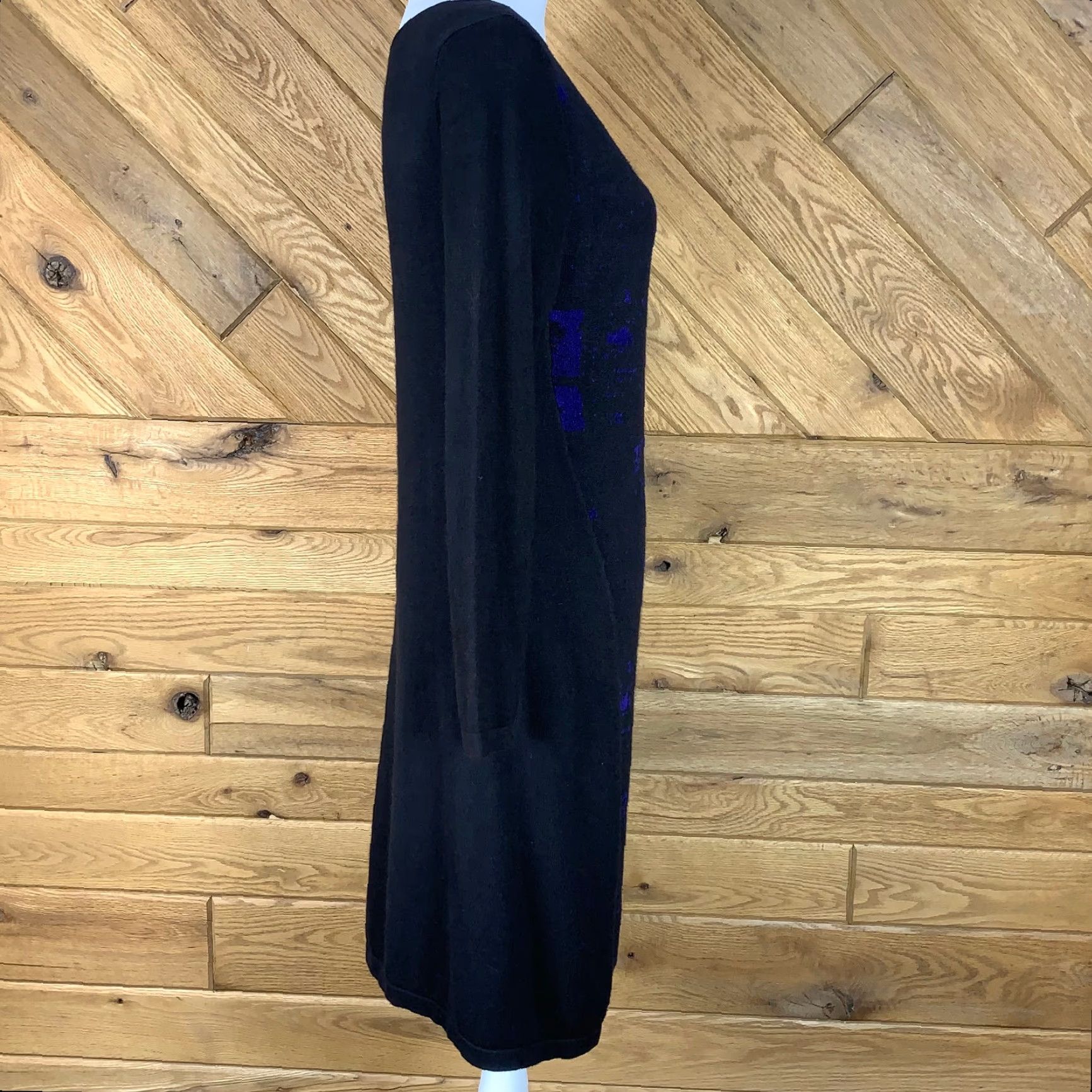 Elie Tahari Elie Tahari for Design Nation Women Size L Sheath Dress Knit Business Black Blue Size L / US 10 / IT 46 - 4 Thumbnail