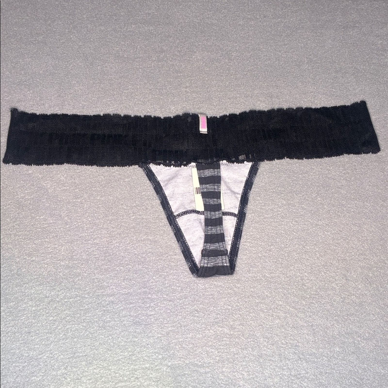 Victoria's Secret PINK Victoria's Secret Black Lace Thong NEW M Size ONE SIZE - 4 Thumbnail
