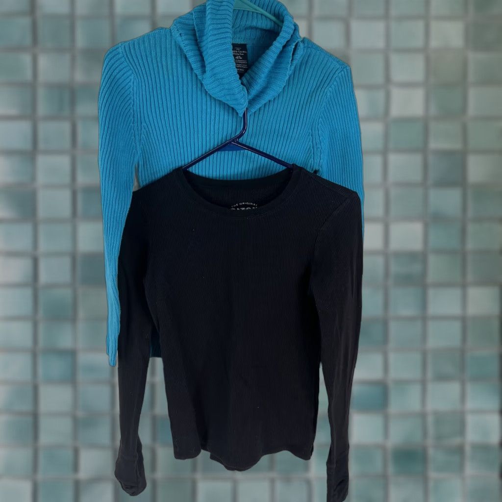 Vintage Set Of 2 Womens Long Sleeves Knitted Pullover Black Blue Sweater Size Large Size L / US 10 / IT 46 - 1 Thumbnail