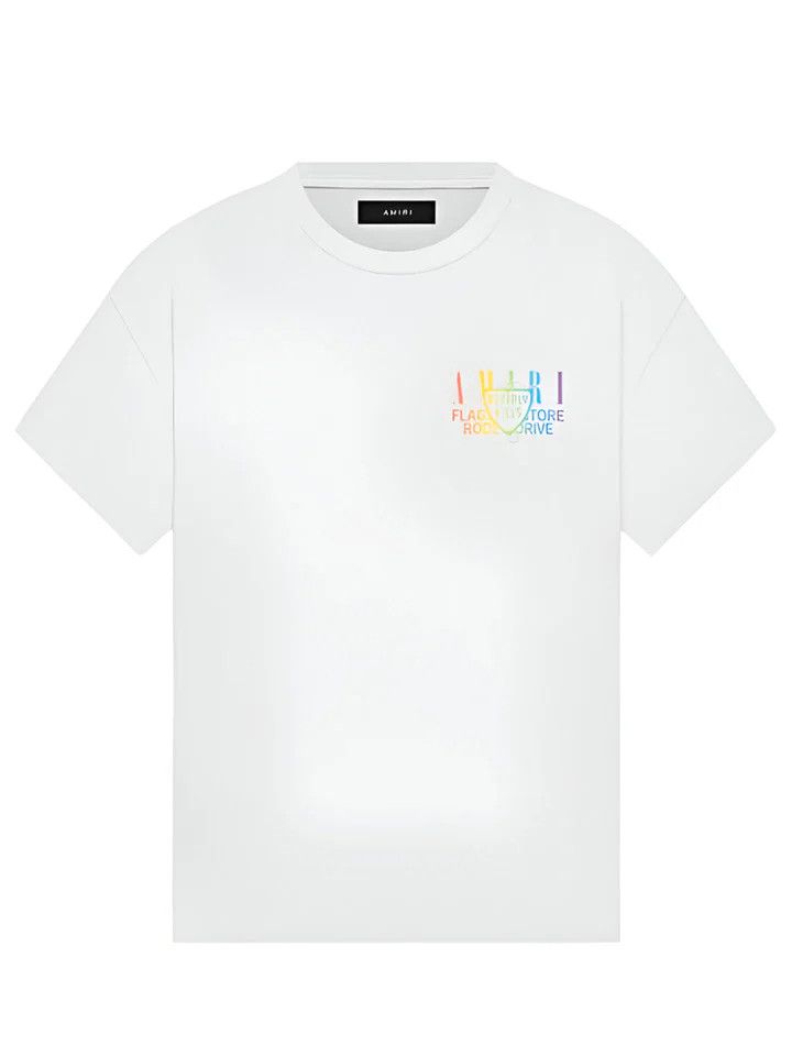 Amiri o1orln1025 Rainbow Printed T-Shirt in White Size US XL / EU 56 / 4 - 1 Thumbnail