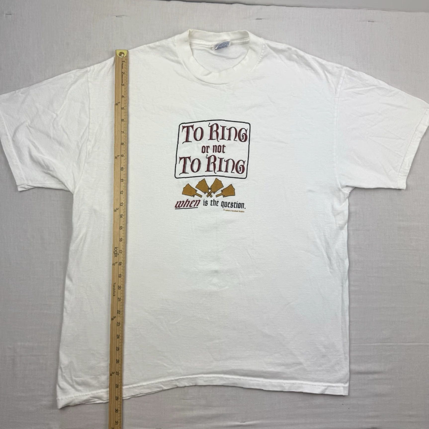 Hanes VINTAGE Hanes T-Shirt Adult XL White 90s Promo Hand Bell Jeffers Supply Men's Size US XL / EU 56 / 4 - 6 Thumbnail