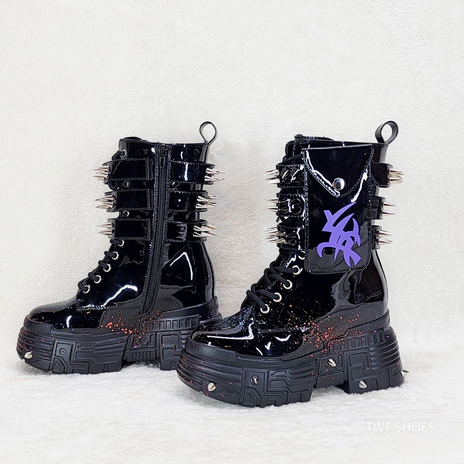 Other Anthony Wang Blackest Night Patent Spatter Cyber Punk Goth P Size US 6 / IT 36 - 6 Thumbnail