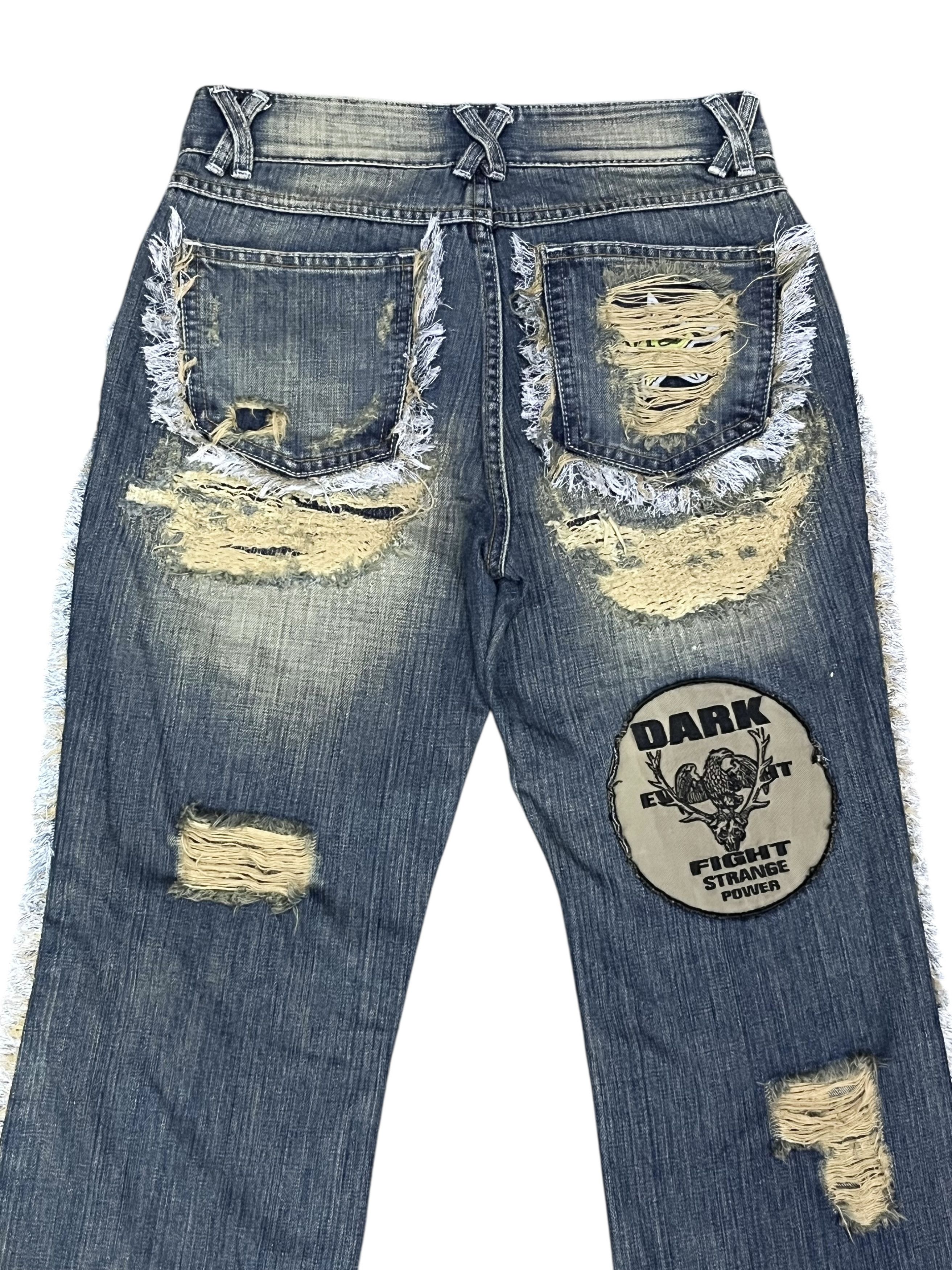Japanese Brand LUSC Distressed Flare Jeans Patchwork, Ripped, Raw Hem Rare Size 28" / US 6 / IT 42 - 13 Thumbnail
