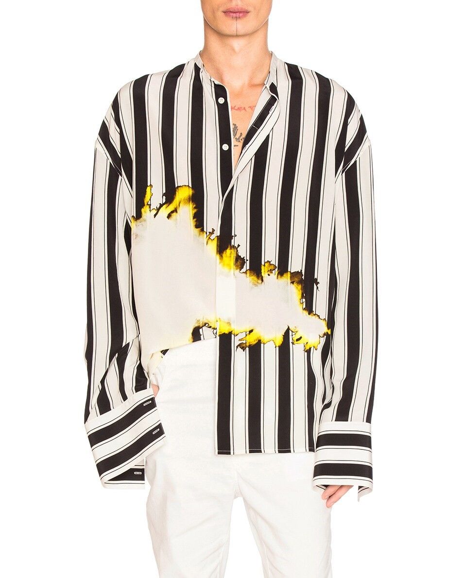 Haider Ackermann Haider Ackermann SS 2017 Striped Flame Print Silk Shirt Size US S / EU 44-46 / 1 - 3 Thumbnail