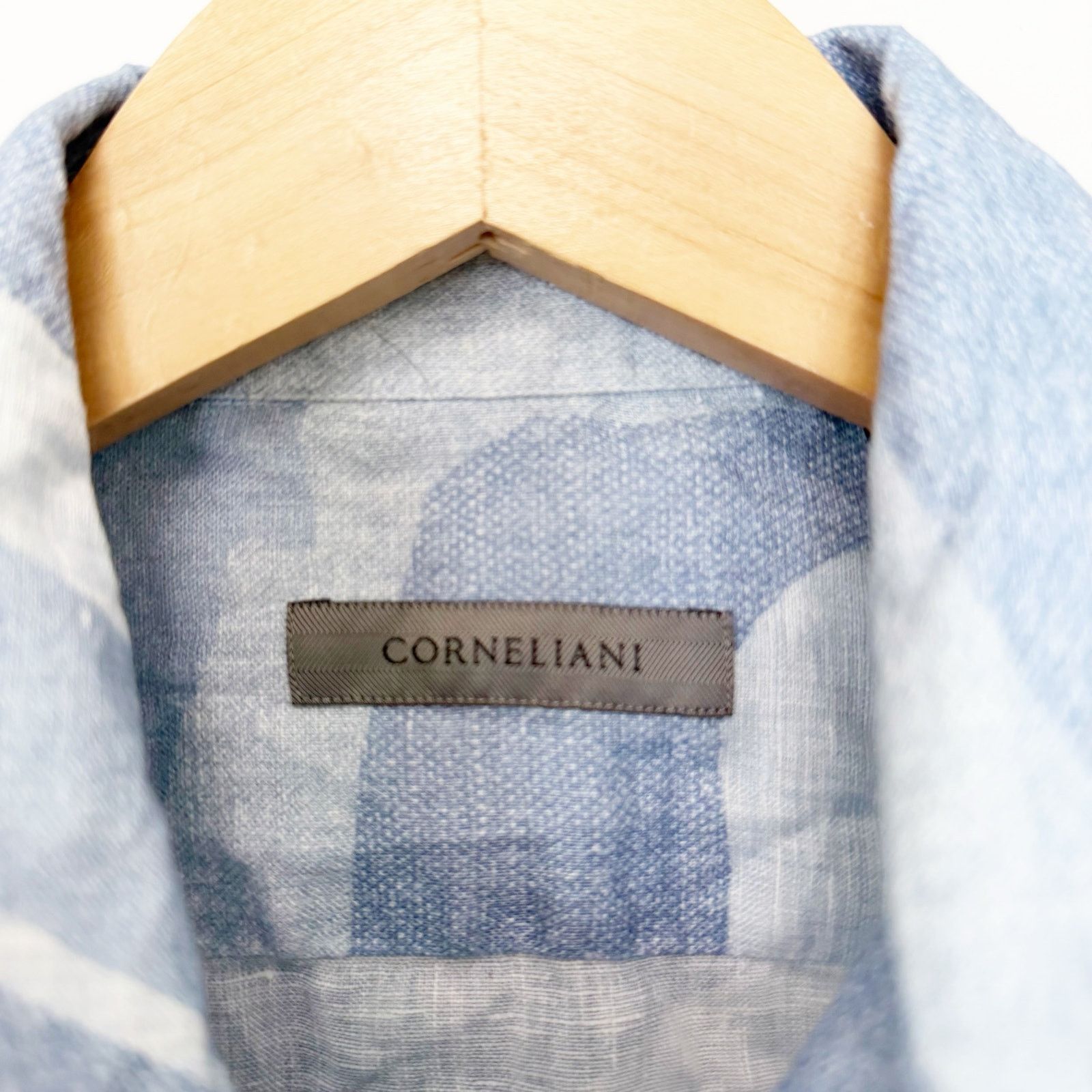 Corneliani Corneliani Blue Printed Cotton 100% Linen Button Down 15.5 Size US S / EU 44-46 / 1 - 3 Thumbnail
