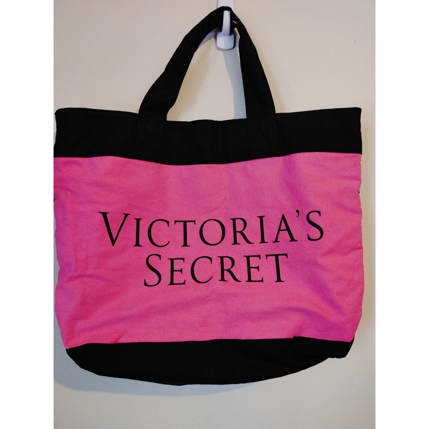 Victoria's Secret Victoria's Secret Logo Tote Canvas Color Block Pink Red Size ONE SIZE - 1 Thumbnail