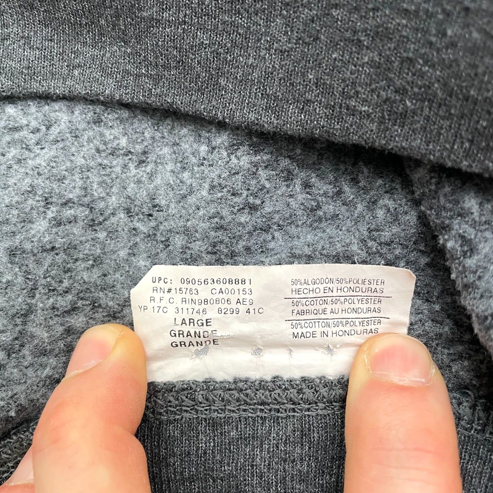 Hanes Hanes Pullover Sweatshirt Mens Large Gray Cotton Polyester Crew Neck Fleece Casual Outdoor Size US L / EU 52-54 / 3 - 6 Thumbnail