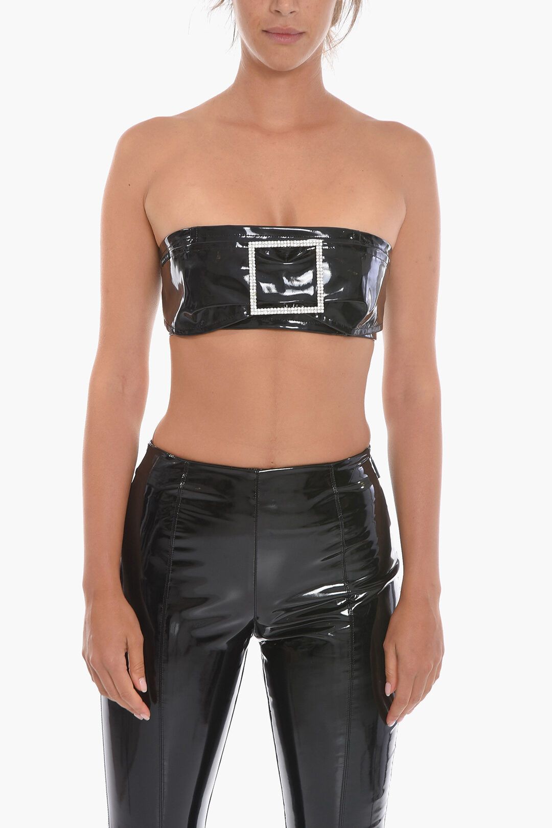 Philipp Plein og1mm0824 Crop Top With Back Zip in Black Size M / US 6-8 / IT 42-44 - 1 Thumbnail