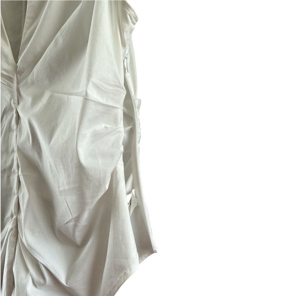 Express Express sleeveless deep plunge V-neck ruche blouse NWT Size L / US 10 / IT 46 - 5 Thumbnail