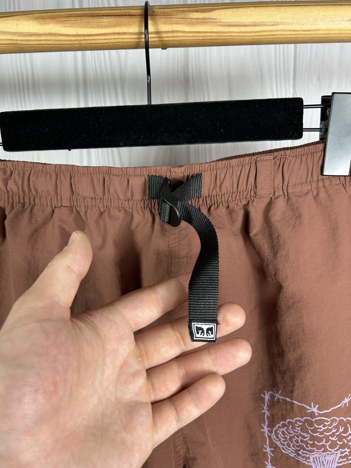 Obey OBEY Easy No Time Brown Nylon Shorts Rare Design Size L Size US 34 / EU 50 - 6 Thumbnail