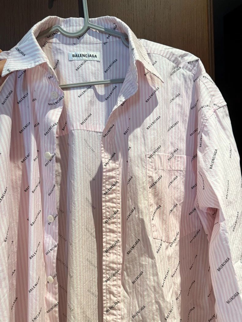 Balenciaga Balenciaga Pink Logo Shirt Size 32 - dmc Size US S / EU 44-46 / 1 - 1 Thumbnail