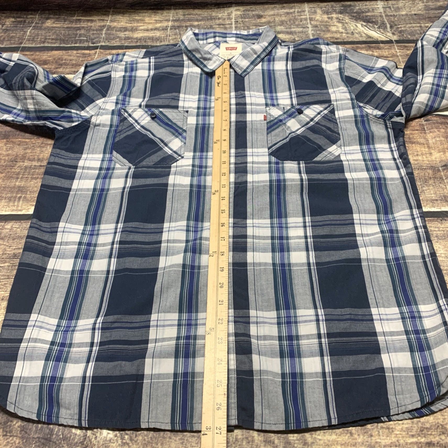 Levi's Levi’s Shirt Mens Button-Down 2 Front Pockets XL Blue Multi-Color Plaid Shirt Mens XL Blue Plaid Size US XL / EU 56 / 4 - 6 Thumbnail