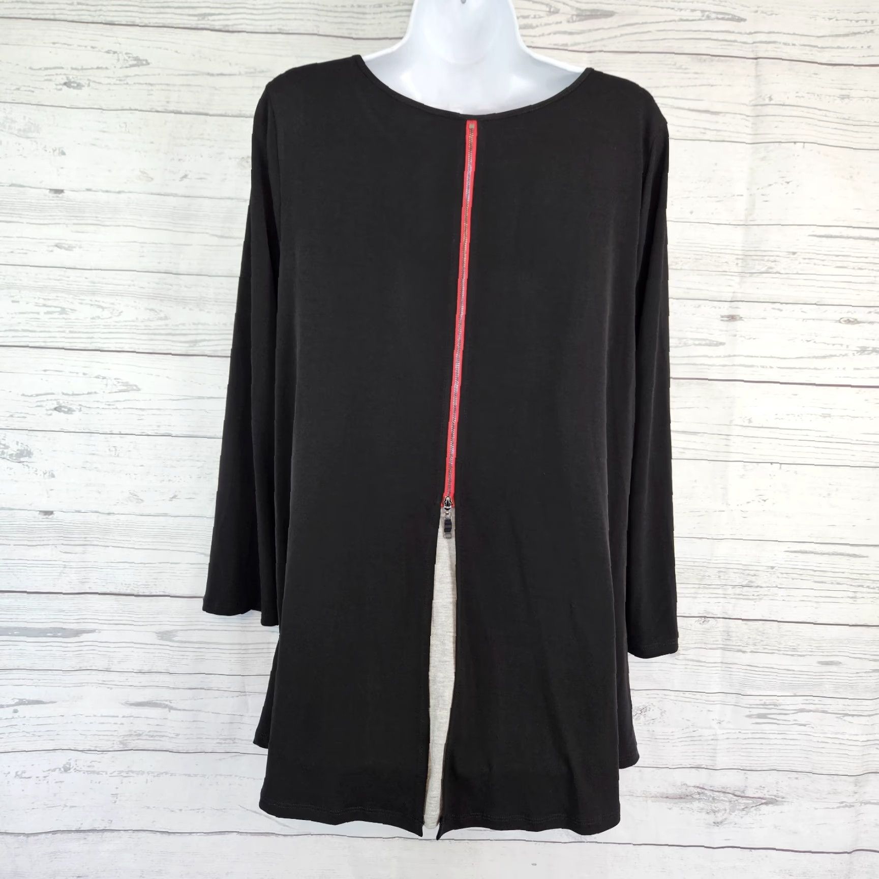 Vintage VINTAGE IC by Connie K Womens Blouse L Black Red Zipper Detail Size L / US 10 / IT 46 - 3 Thumbnail