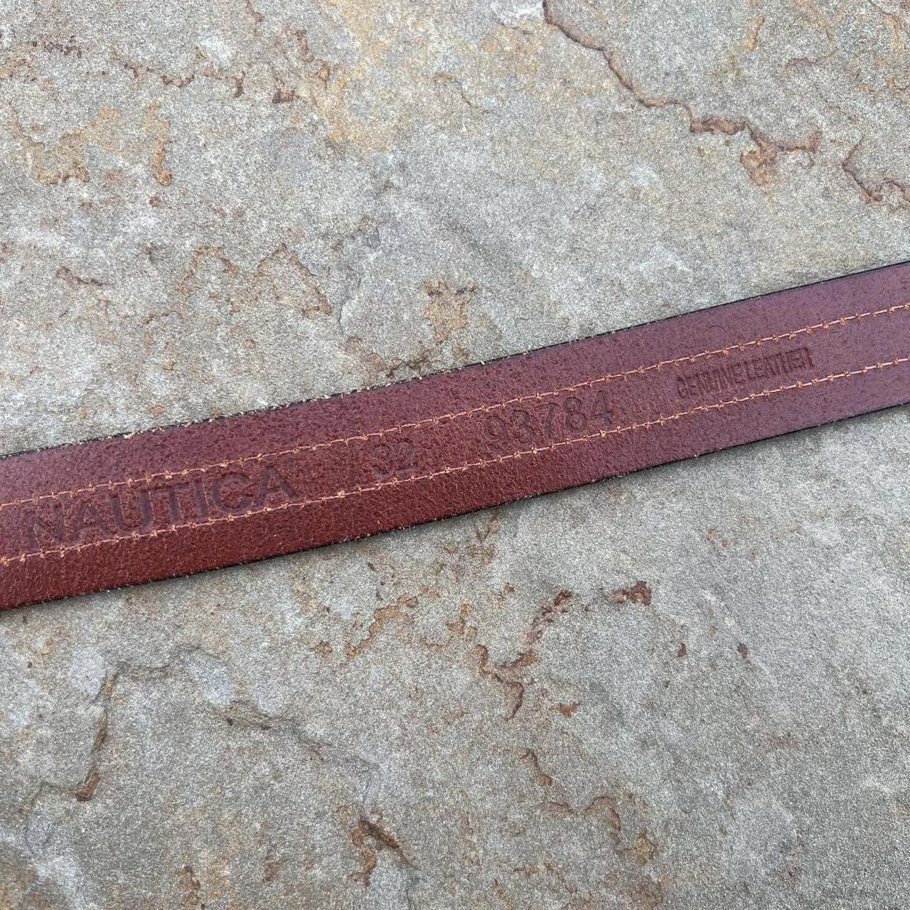 Nautica Y2K Nautica Brown Leather Flag Taping Belt Size ONE SIZE - 7 Thumbnail