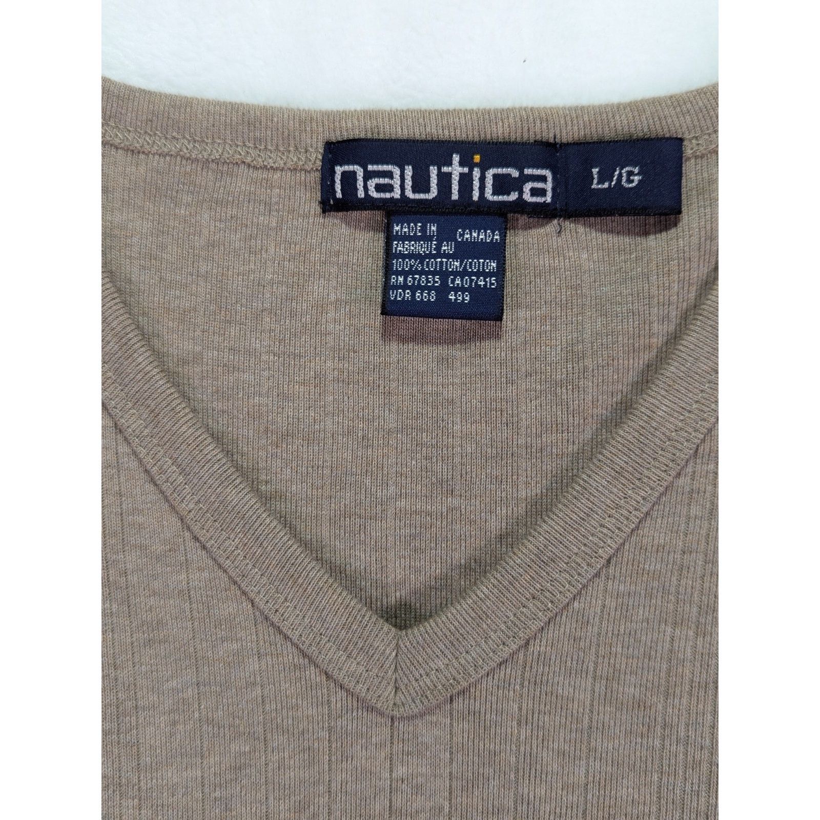 Nautica Large Tan Navtech Performance Classic-Fit Soft VNeck Sweater Size US L / EU 52-54 / 3 - 5 Thumbnail