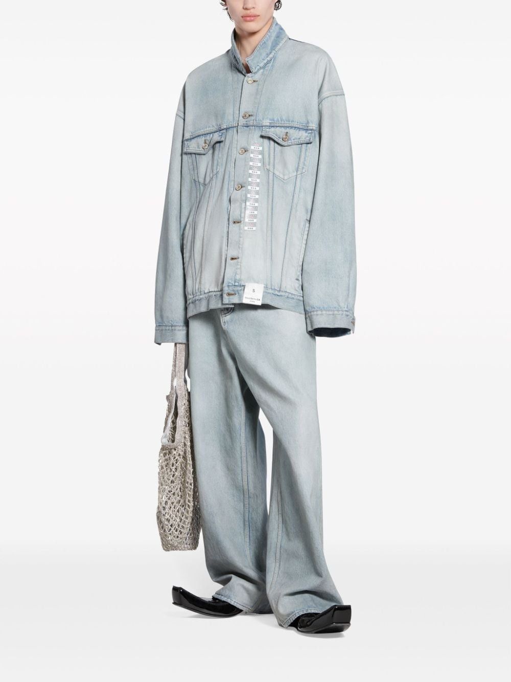 Balenciaga o1w1db10825 Denim Size Sticker Jacket in Blue Size US XXL / EU 58 / 5 - 3 Thumbnail