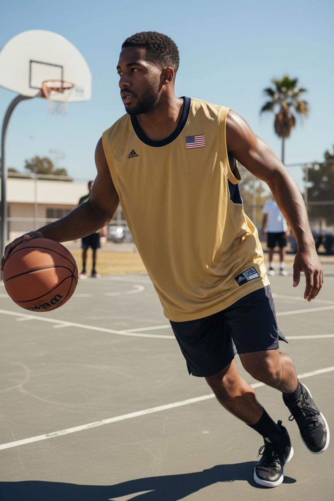 Adidas Adidas Men's Gold Basketball Jersey with USA Flag Patch Size Size ONE SIZE - 1 Thumbnail